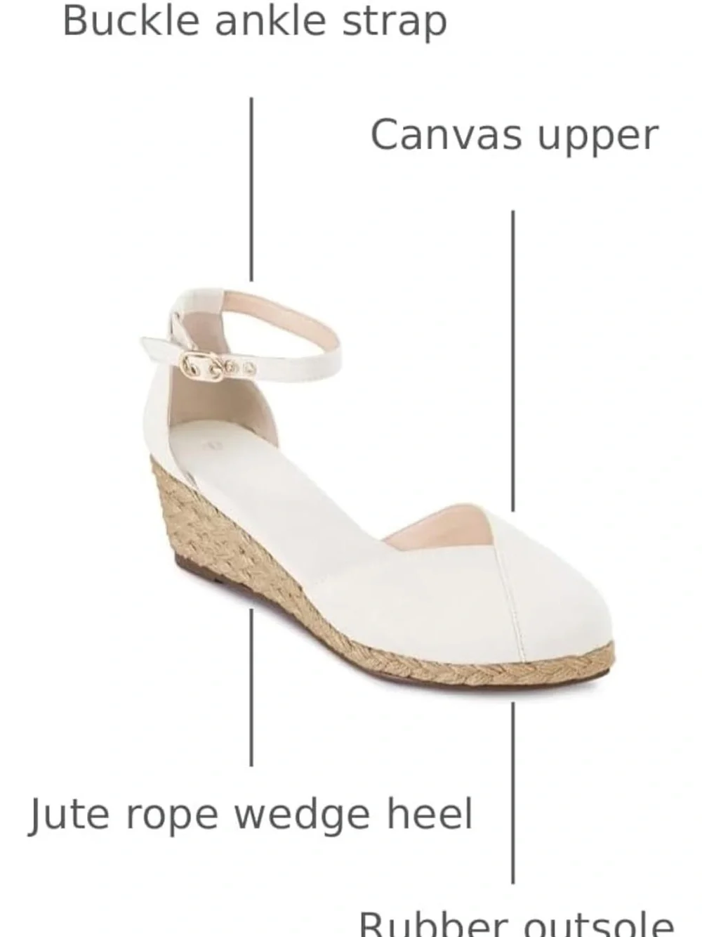 Juliet Holly NWOT Ankle-Strap Espadrille Wedge in White